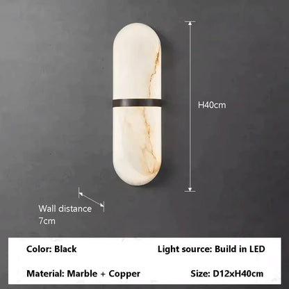 Ovale Wandlamp van Natuurmarmer en Koper - Minimalistisch Design voor Slaapkamer en Salon 6