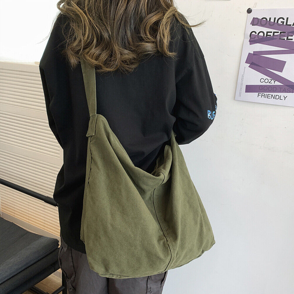 Oversized Canvas Schoudertas Dames met Comfortabele Band – Ruime Zwarte Schoudertas voor Werk en Vrije Tijd 0