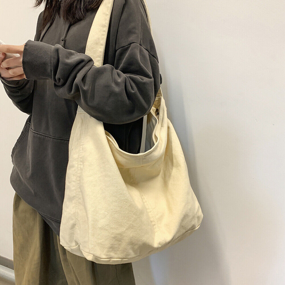 Oversized Canvas Schoudertas Dames met Comfortabele Band – Ruime Zwarte Schoudertas voor Werk en Vrije Tijd 1
