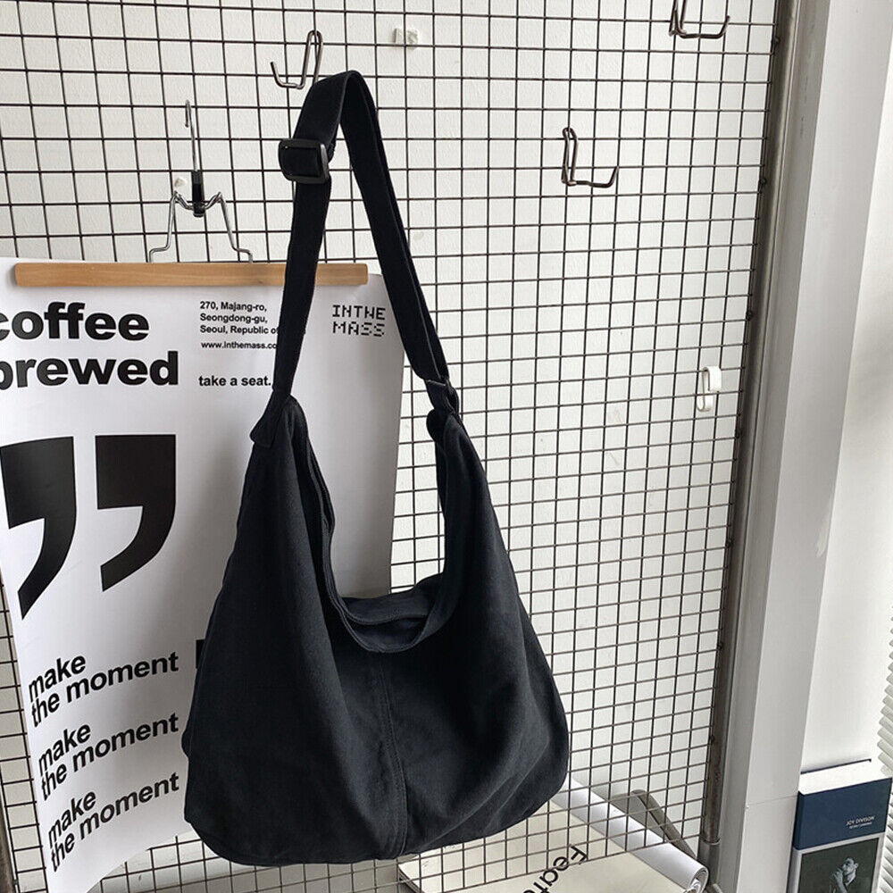 Oversized Canvas Schoudertas Dames met Comfortabele Band – Ruime Zwarte Schoudertas voor Werk en Vrije Tijd 3