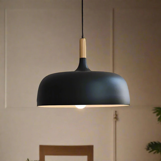 Pendel Lamp met Japandi-Inspiratie en Matte Afwerking – Elegante Verlichting met Houten Accent voor Moderne Interieurs 1