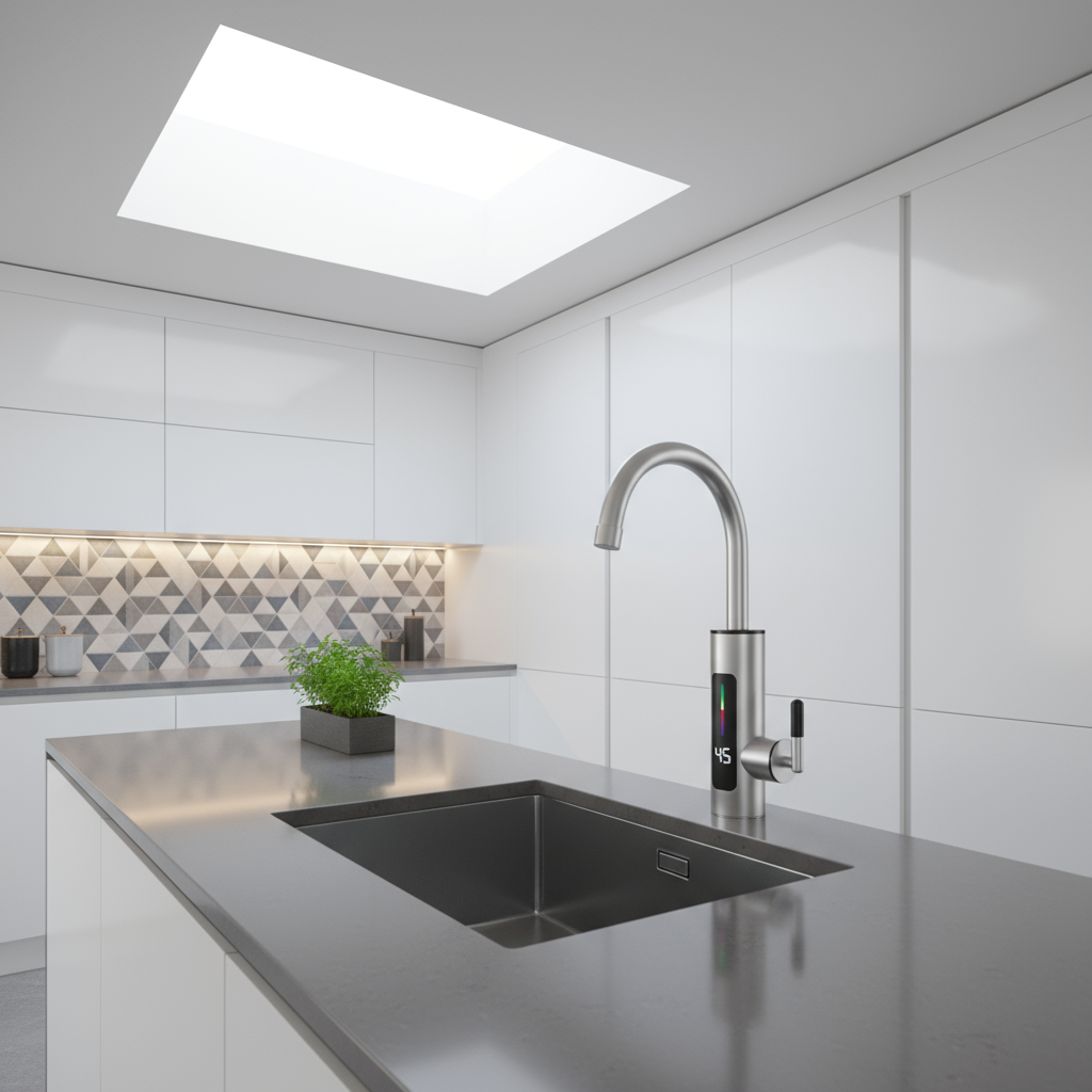 Elektrisk køkkenarmatur med gennemstrømningsvarmer 3000W – Rustfrit stål