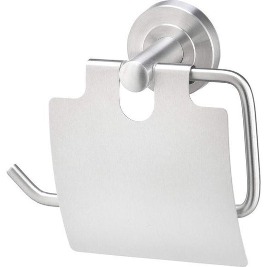 Roestvrij Stalen Toiletpapier Houder met Deksel en Anti-Vingerafdruk Coating - Inclusief Montageaccessoires 0