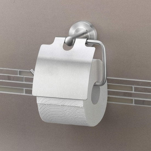 Roestvrij Stalen Toiletpapier Houder met Deksel en Anti-Vingerafdruk Coating - Inclusief Montageaccessoires 1
