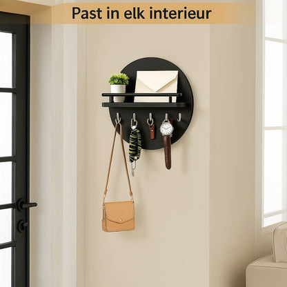 Ronde Houten Sleutelhouder – Milieuvriendelijke Wandorganizer voor Sleutels en Kleine Accessoires 2