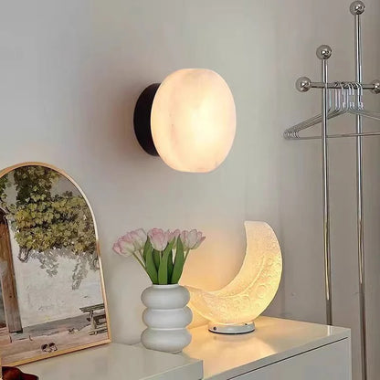 Ronde Wandlamp van Natuurlijke Marmer met LED Verlichting – Scandinavisch Design voor Binnengebruik in Woonkamer en Slaapkamer 0