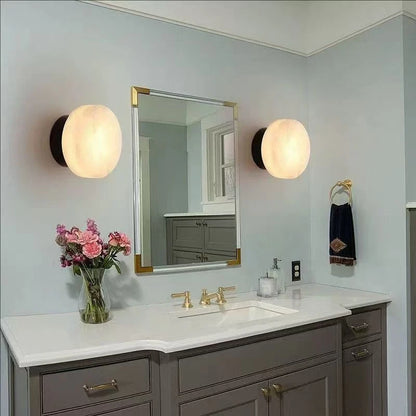 Ronde Wandlamp van Natuurlijke Marmer met LED Verlichting – Scandinavisch Design voor Binnengebruik in Woonkamer en Slaapkamer 2