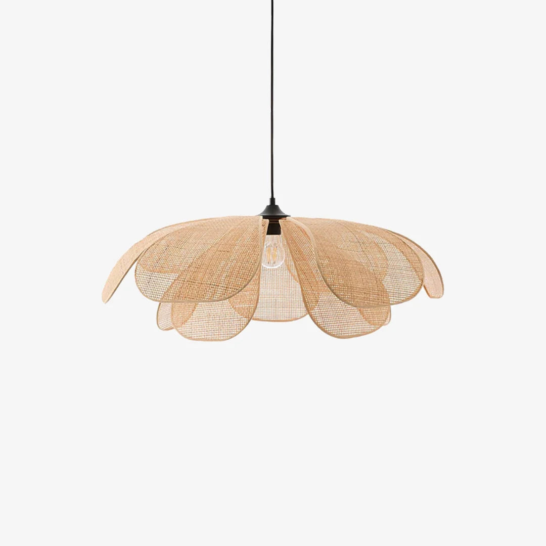 Rotan Hanglamp met Bloemblaadjes Ontwerp voor Woonkamer en Slaapkamer – Natuurlijke Elegantie en Warm Licht 0