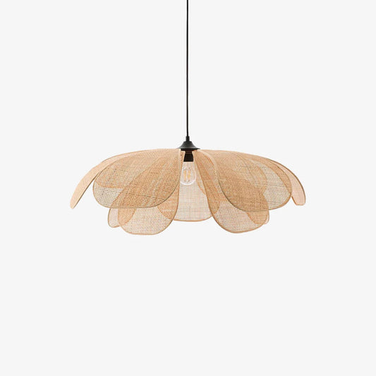Rotan Hanglamp met Bloemblaadjes Ontwerp voor Woonkamer en Slaapkamer – Natuurlijke Elegantie en Warm Licht 0