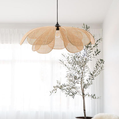 Rotan Hanglamp met Bloemblaadjes Ontwerp voor Woonkamer en Slaapkamer – Natuurlijke Elegantie en Warm Licht 2