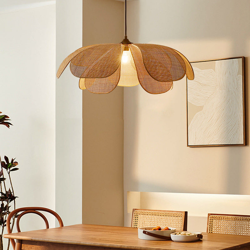 Rotan Hanglamp met Bloemblaadjes Ontwerp voor Woonkamer en Slaapkamer – Natuurlijke Elegantie en Warm Licht 6