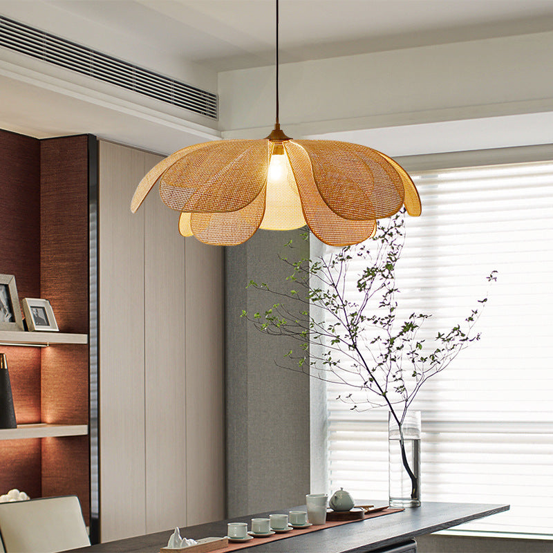 Rotan Hanglamp met Bloemblaadjes Ontwerp voor Woonkamer en Slaapkamer – Natuurlijke Elegantie en Warm Licht 7