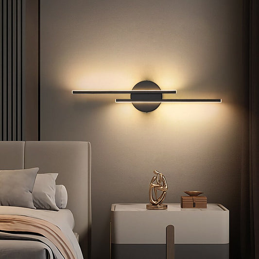 Moderne Wandlamp Zwart van Aluminium en Ijzer met LED Verlichting – Warm en Koel Wit Muurlamp voor Binnengebruik