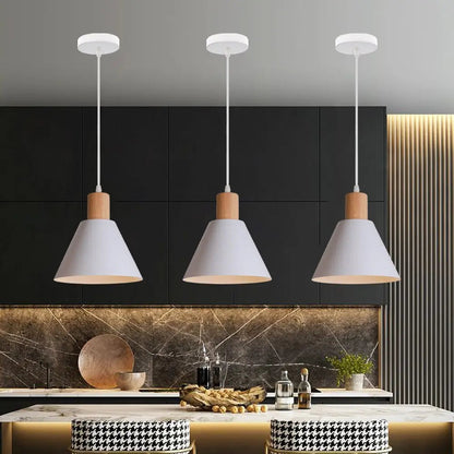 Scandinavische Hanglamp E27 Fitting voor Eettafel – Wit, Grijs en Groen Woonkamer Lamp 1