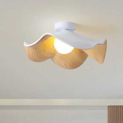 Scandinavische Houten Lotus Plafondlamp – LED Plafonniere voor Slaapkamer en Woonkamer Verlichting 0