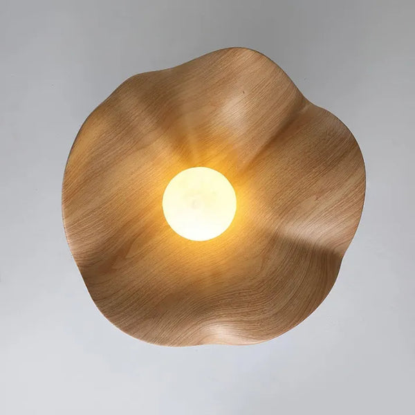 Scandinavische Houten Lotus Plafondlamp – LED Plafonniere voor Slaapkamer en Woonkamer Verlichting 2