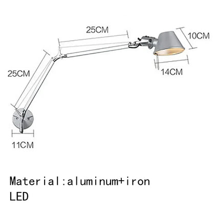 Scandinavische Wandlamp met Telescopische Arm voor Slaapkamer en Bureau - Ijzer en Aluminium, LED E27, Flexibel en Energiezuinig 13