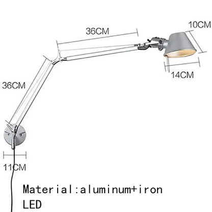 Scandinavische Wandlamp met Telescopische Arm voor Slaapkamer en Bureau - Ijzer en Aluminium, LED E27, Flexibel en Energiezuinig 14