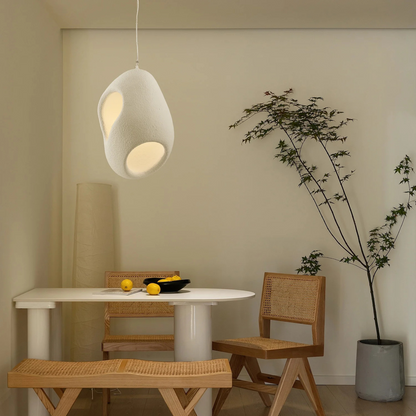 Sculpturale Hanglamp L'Éclosion van Keramiek en Metaal – LED Verlichting met Warmte en Elegantie, Wit, 30 cm Hoog 4