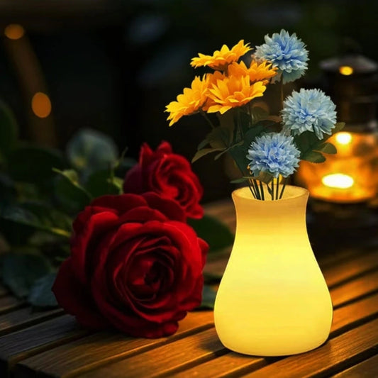 Sculpturale Vaas met Oplaadbare Verlichting en Afstandsbediening – Waterdicht voor Binnen en Buiten, 16 Kleuren 1