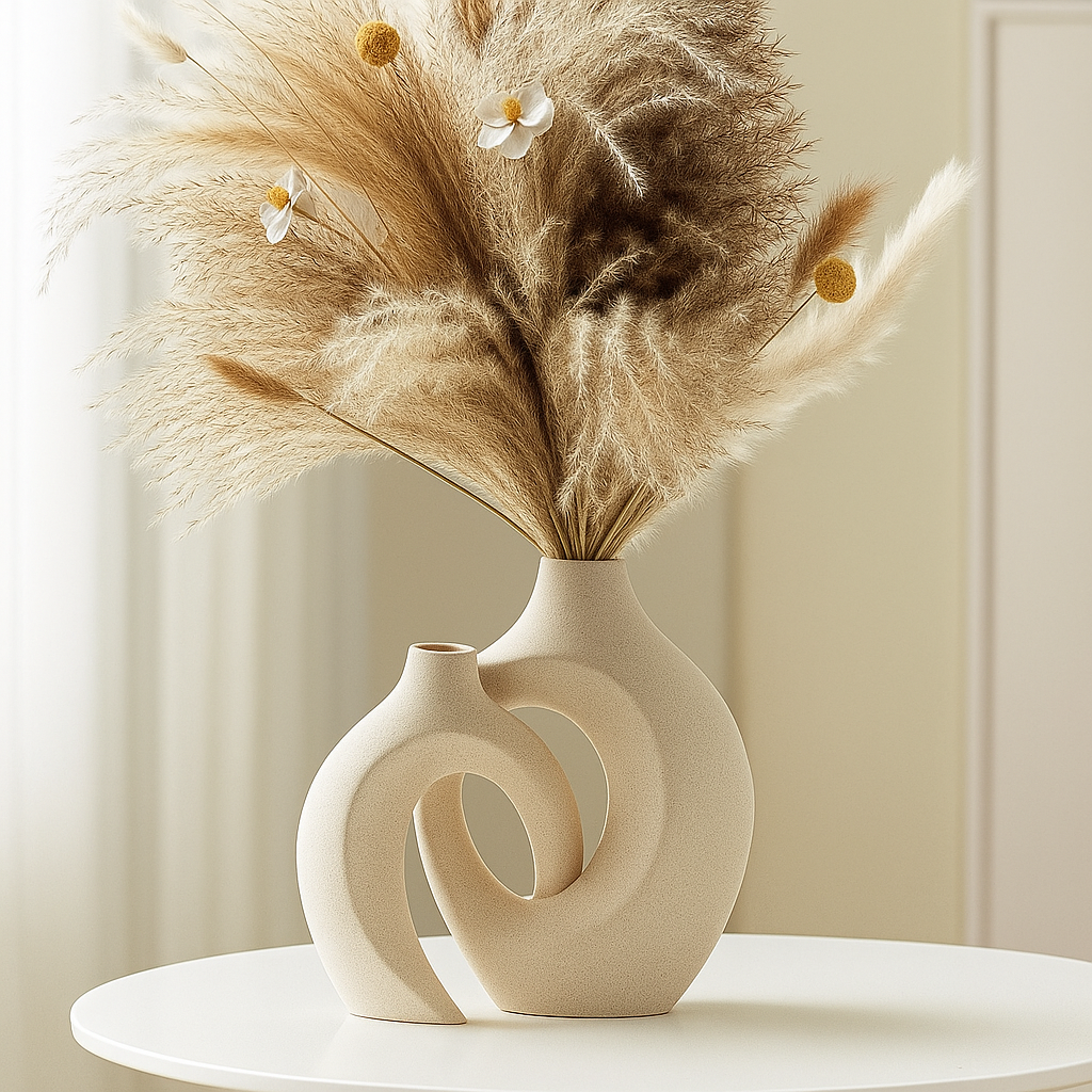 Set van 2 Zwarte Minimalistische Keramische Vazen – Stijlvolle Decoratie voor Elk Interieur 0