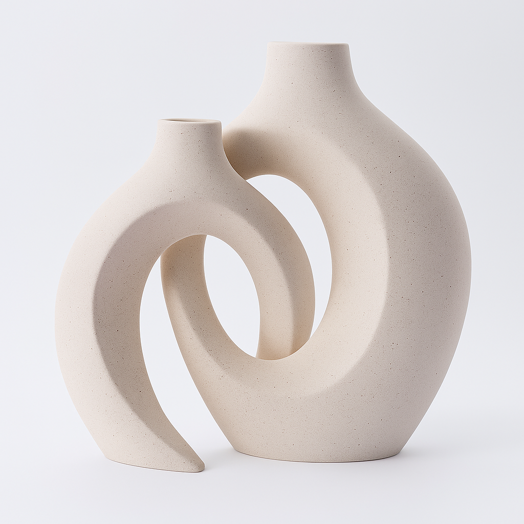 Set van 2 Zwarte Minimalistische Keramische Vazen – Stijlvolle Decoratie voor Elk Interieur 4