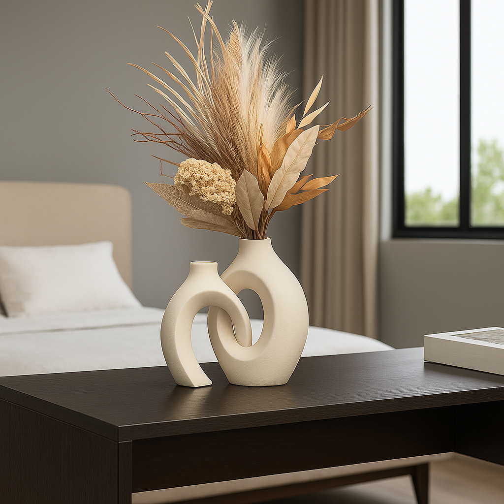 Set van 2 Zwarte Minimalistische Keramische Vazen – Stijlvolle Decoratie voor Elk Interieur 5