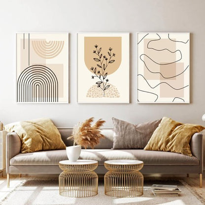Set van 3 Moderne Posters zonder Lijst – Beige Wanddecoratie 30x40, 40x50 en 50x70 cm voor Woonkamer en Slaapkamer 2