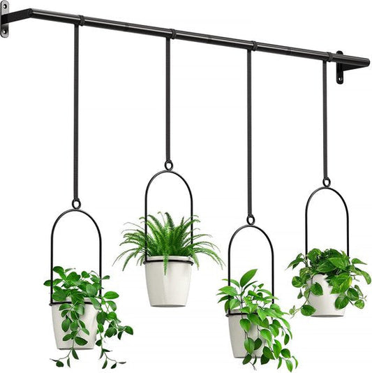 Set van 4 Hangende Bloempotten met Verstelbare Steunen voor Binnen en Buiten - Moderne Plantenbakken van Melamine 0
