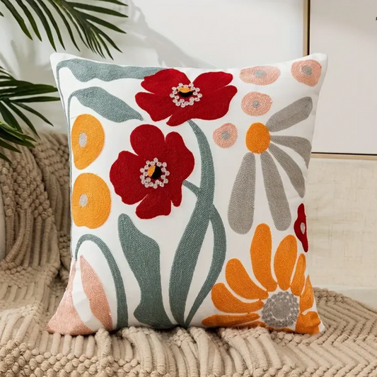 Sierkussen 45x45 cm met Bloemenprint – Zacht en Wasbaar Kussenhoes voor Bank en Fauteuil 0