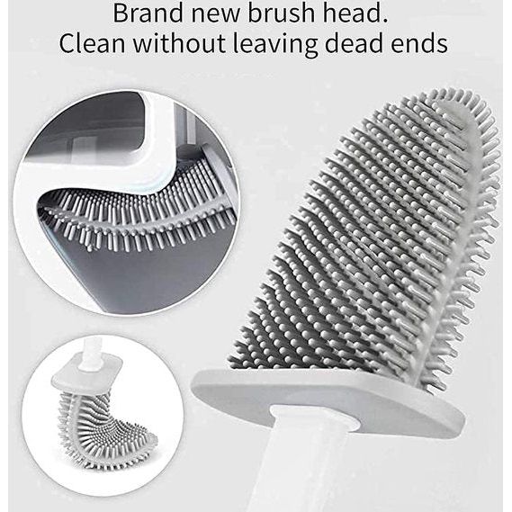 Siliconen Toiletborstel met Afneembare Bodem en Antislip Handgreep – Wand- en Vloermontage 1