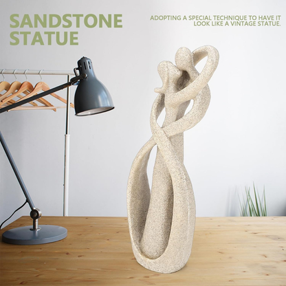 Abstract Beeldje van Eeuwige Omhelzing – Tijdloos Liefdes Symbool in Wit met Gouden Accenten, 20 cm Hoog 2