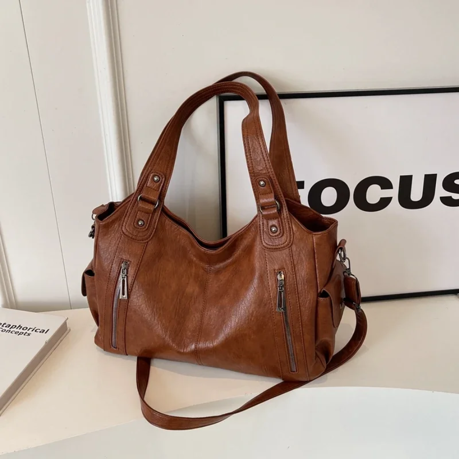 Stijlvolle Leren Schoudertas Dames met Ruime Indeling en Comfortabele Schouderband - Ideaal voor Laptop en Dagelijks Gebruik 8