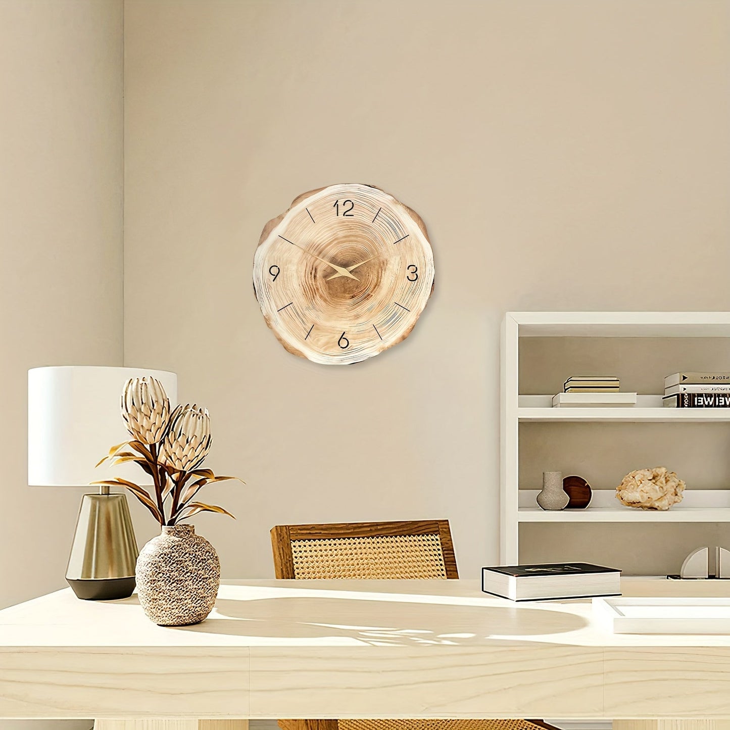 Stille Houten Wandklok met Realistische Textuur – 30 cm Diameter 1