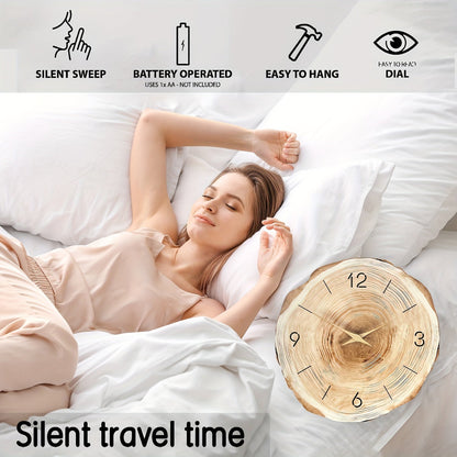 Stille Houten Wandklok met Realistische Textuur – 30 cm Diameter 4