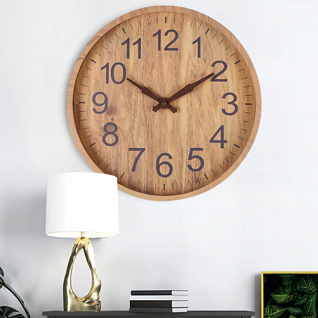 Stille Houten Wanduhr 30,5 cm – Minimalistisch Design met Duidelijke Cijfers voor Rustige Ruimtes 4