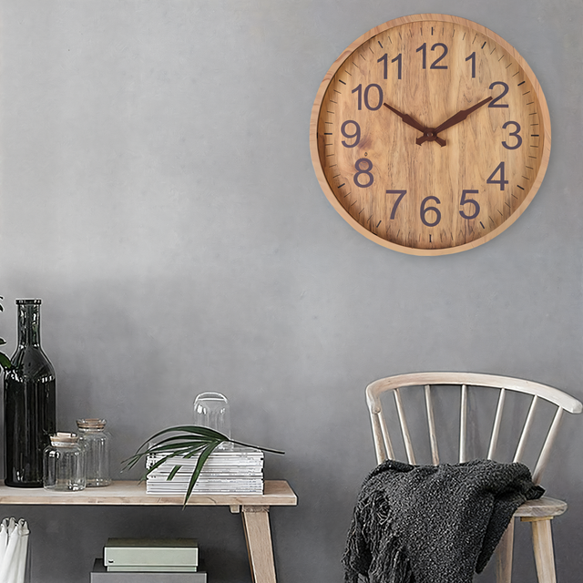 Stille Houten Wanduhr 30,5 cm – Minimalistisch Design met Duidelijke Cijfers voor Rustige Ruimtes 6