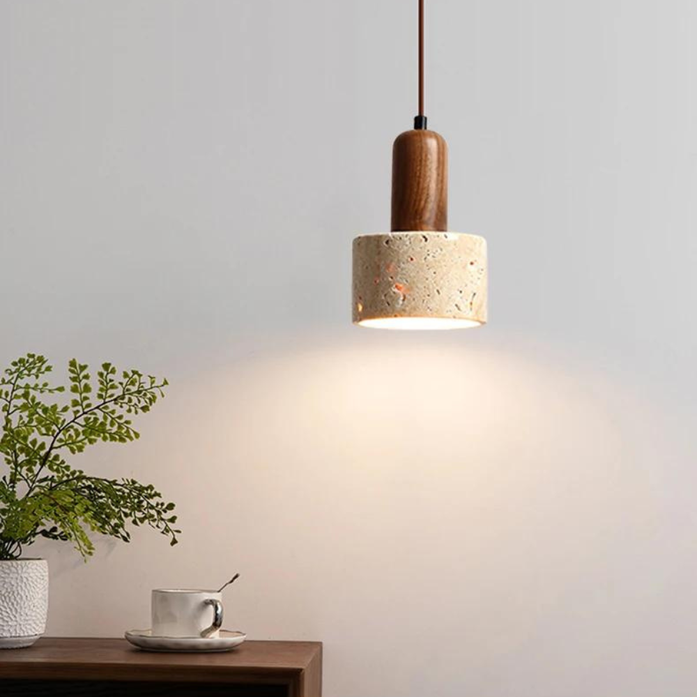 Travertine Droplight van Geel Marmer – Japandi Design voor Elegante Verlichting 5