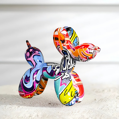 Uniek Graffiti Ballon Hond Beeld – Keramisch Decoratief Ornament met Handgeschilderd Design, 22 x 8 x 18 cm 5