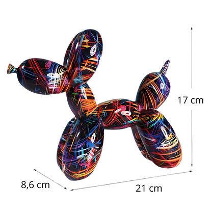 Uniek Graffiti Ballon Hond Beeld – Keramisch Decoratief Ornament met Handgeschilderd Design, 22 x 8 x 18 cm 6
