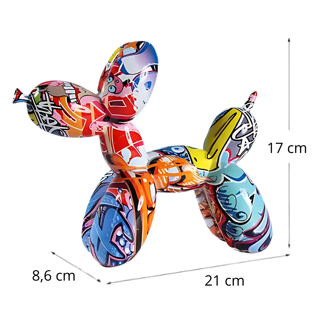 Uniek Graffiti Ballon Hond Beeld – Keramisch Decoratief Ornament met Handgeschilderd Design, 22 x 8 x 18 cm 7