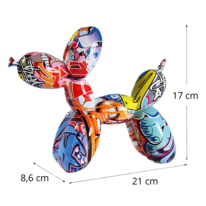 Uniek Graffiti Ballon Hond Beeld – Keramisch Decoratief Ornament met Handgeschilderd Design, 22 x 8 x 18 cm 7