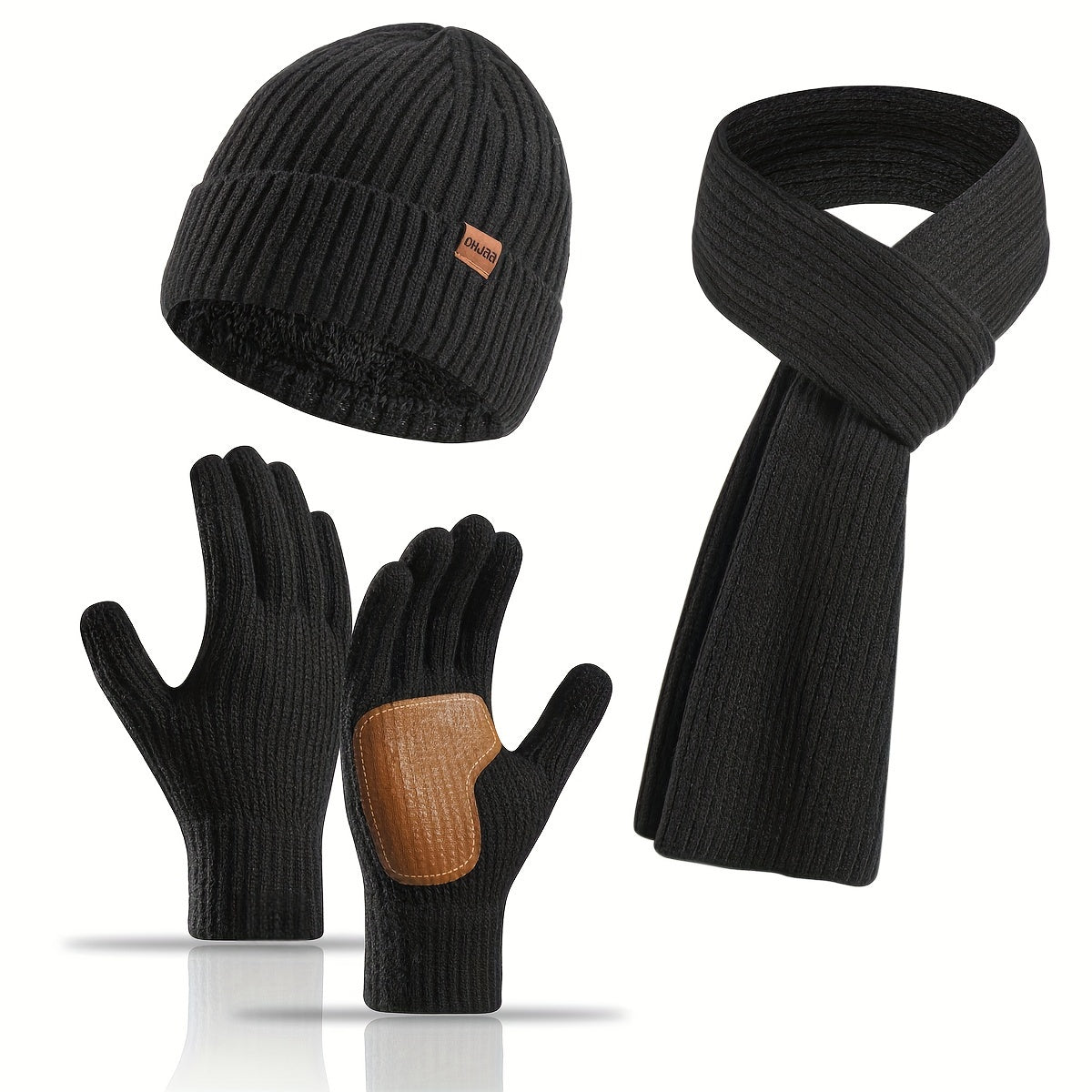 Unisex Winterset met Gebreide Muts, Sjaal en Handschoenen – Warm en Comfortabel voor Buitenactiviteiten 0