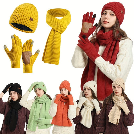 Unisex Winterset met Gebreide Muts, Sjaal en Handschoenen – Warm en Comfortabel voor Buitenactiviteiten 1