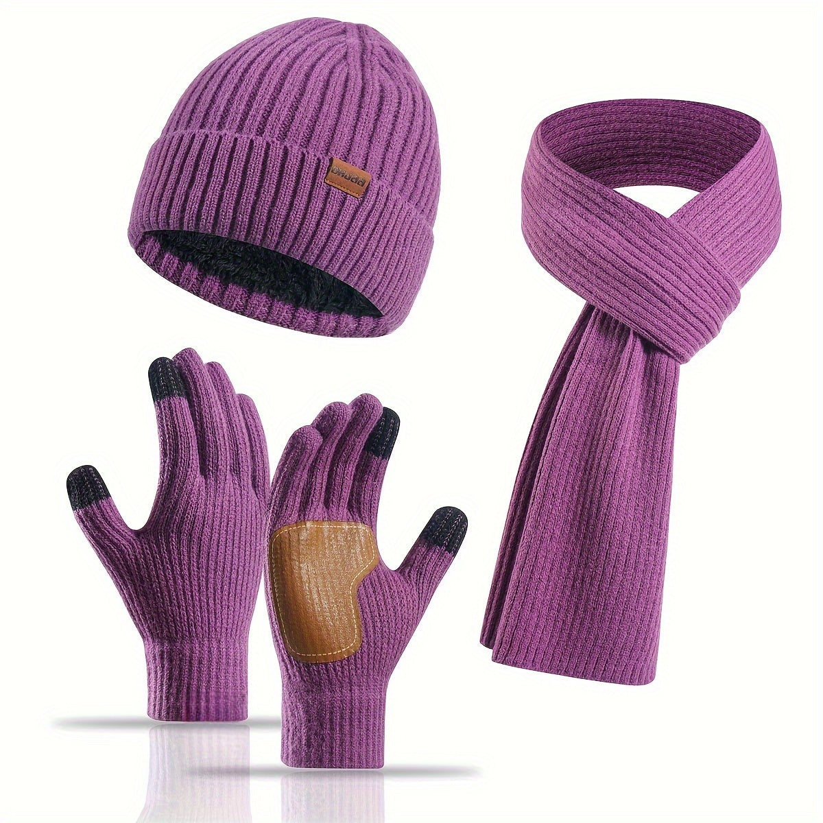 Unisex Winterset met Gebreide Muts, Sjaal en Handschoenen – Warm en Comfortabel voor Buitenactiviteiten 13