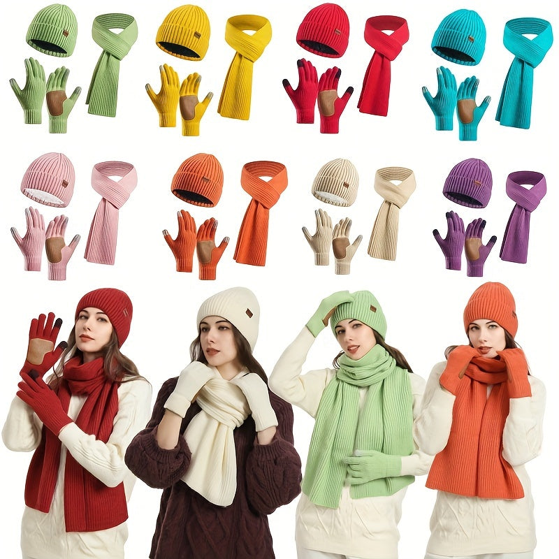 Unisex Winterset met Gebreide Muts, Sjaal en Handschoenen – Warm en Comfortabel voor Buitenactiviteiten 2
