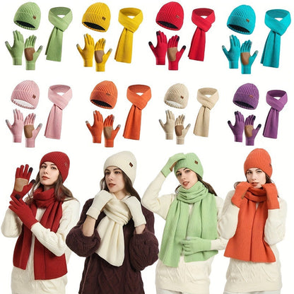 Unisex Winterset met Gebreide Muts, Sjaal en Handschoenen – Warm en Comfortabel voor Buitenactiviteiten 2