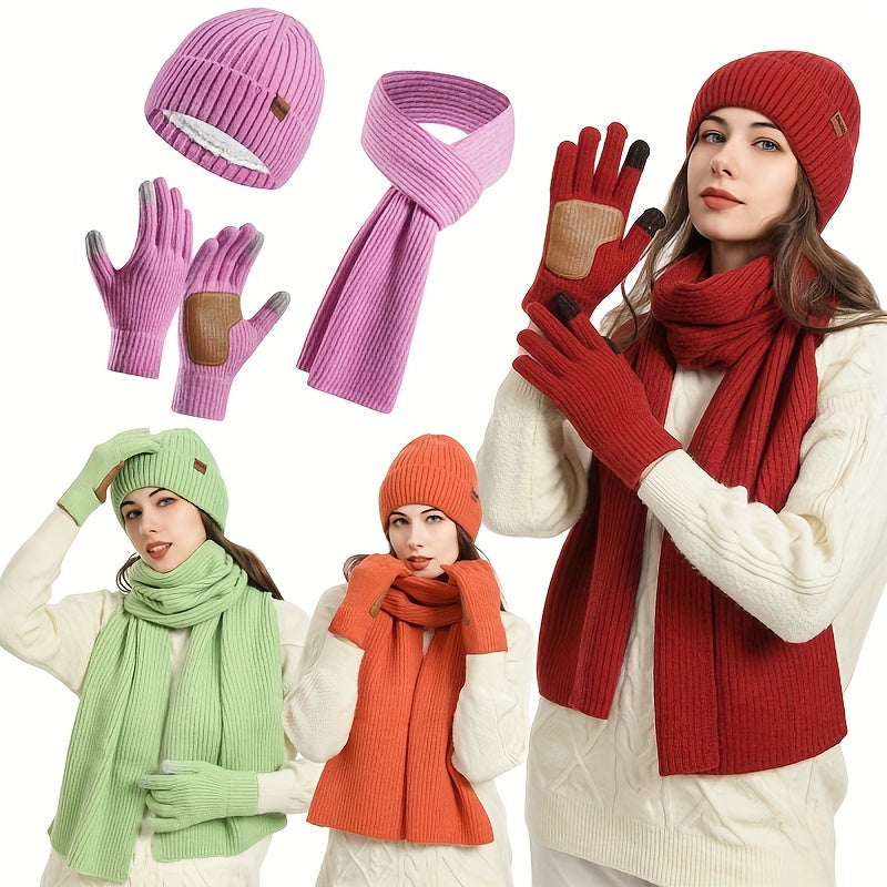 Unisex Winterset met Gebreide Muts, Sjaal en Handschoenen – Warm en Comfortabel voor Buitenactiviteiten 4