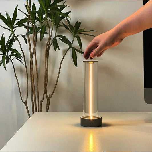 Dimbare Touch Tafellamp Zwart met LED Design - Moderne Nachtkast Lampje voor Sfeerverlichting en Bureaulamp