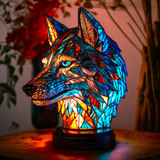 Verlichte Dierenkunst – Handgemaakte Mythische Verlichting in Amber, Groen, Blauw en Chocoladeglas met Batterijvoering 0